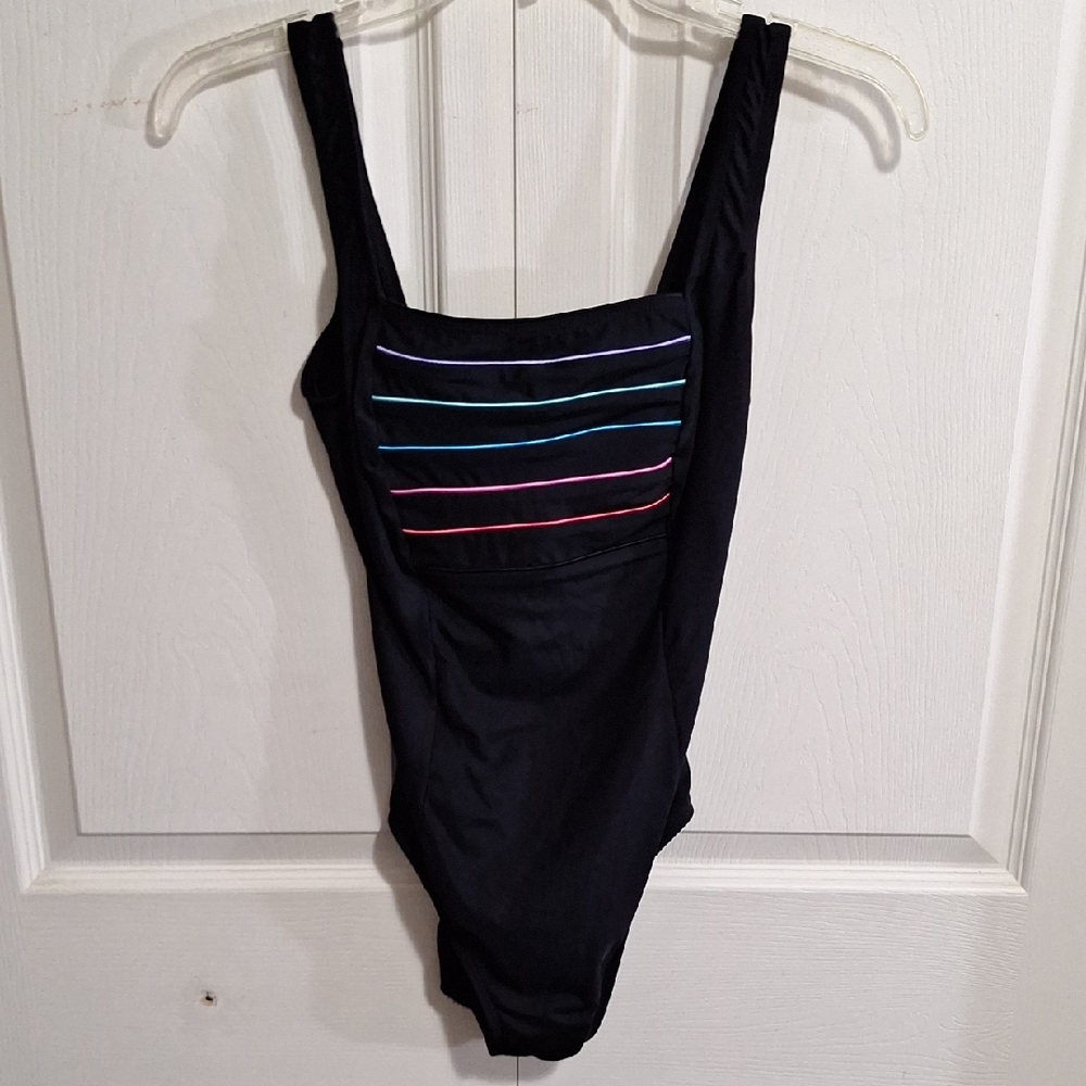 Longitude Black One Piece with Vibrant Stripes-8